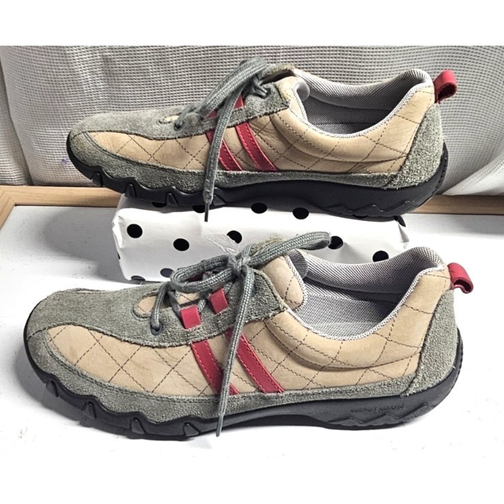 HOTTER Leanne walking shoes tan‎ red suede leather woman Sz 10